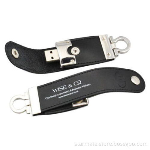 Leather USB Flash Drives, Silkscreen Printing, Sized 89 x 31 x 16mm